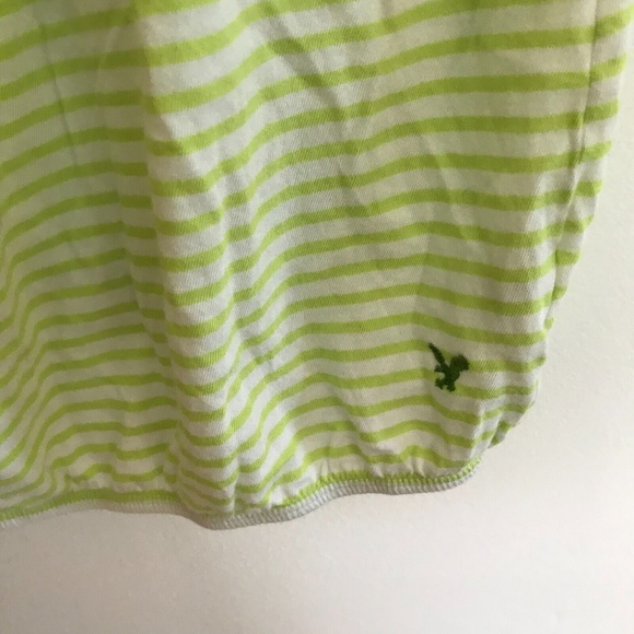 American Eagle Women's Knit Top Lime Green White Stripe Top Large Pull Over - Picture 4 of 11